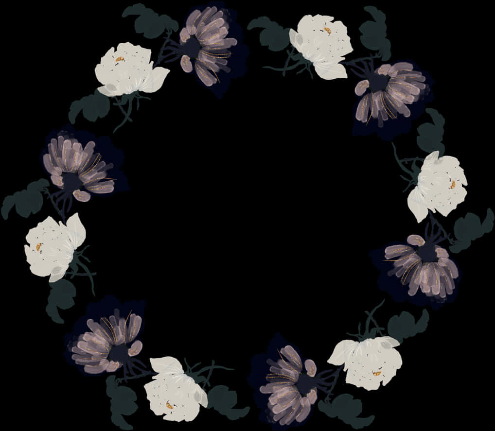 Floral Wreath Dark Background