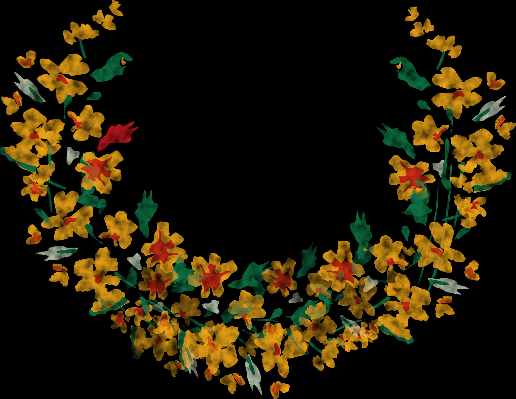 Floral_ Wreath_on_ Black_ Background