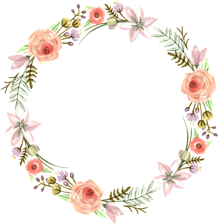 Floral Wreath Wedding Design Clipart