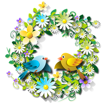 Floral_ Wreath_with_ Birds_ Vector