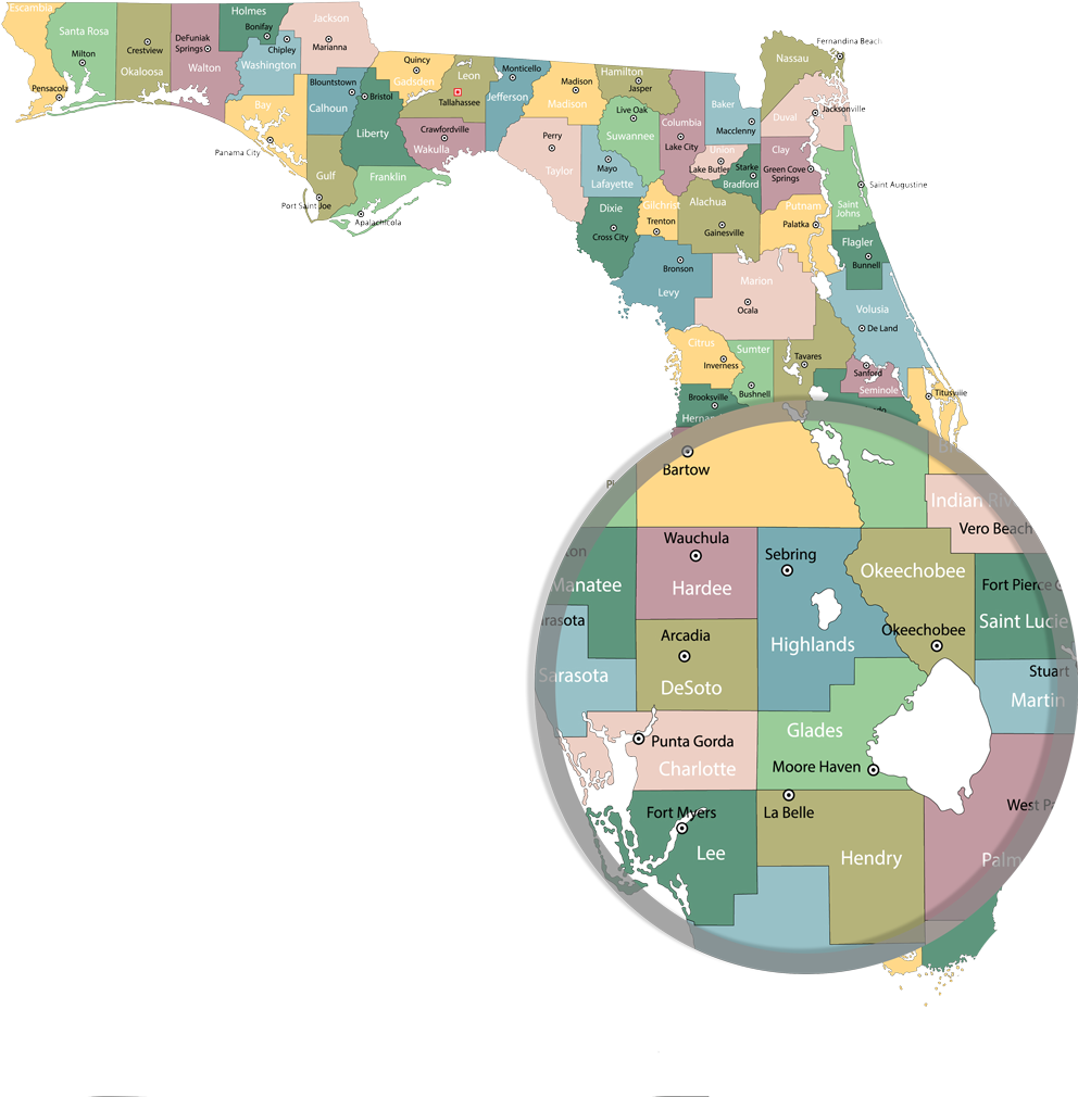 Florida Counties Map Zoomed In