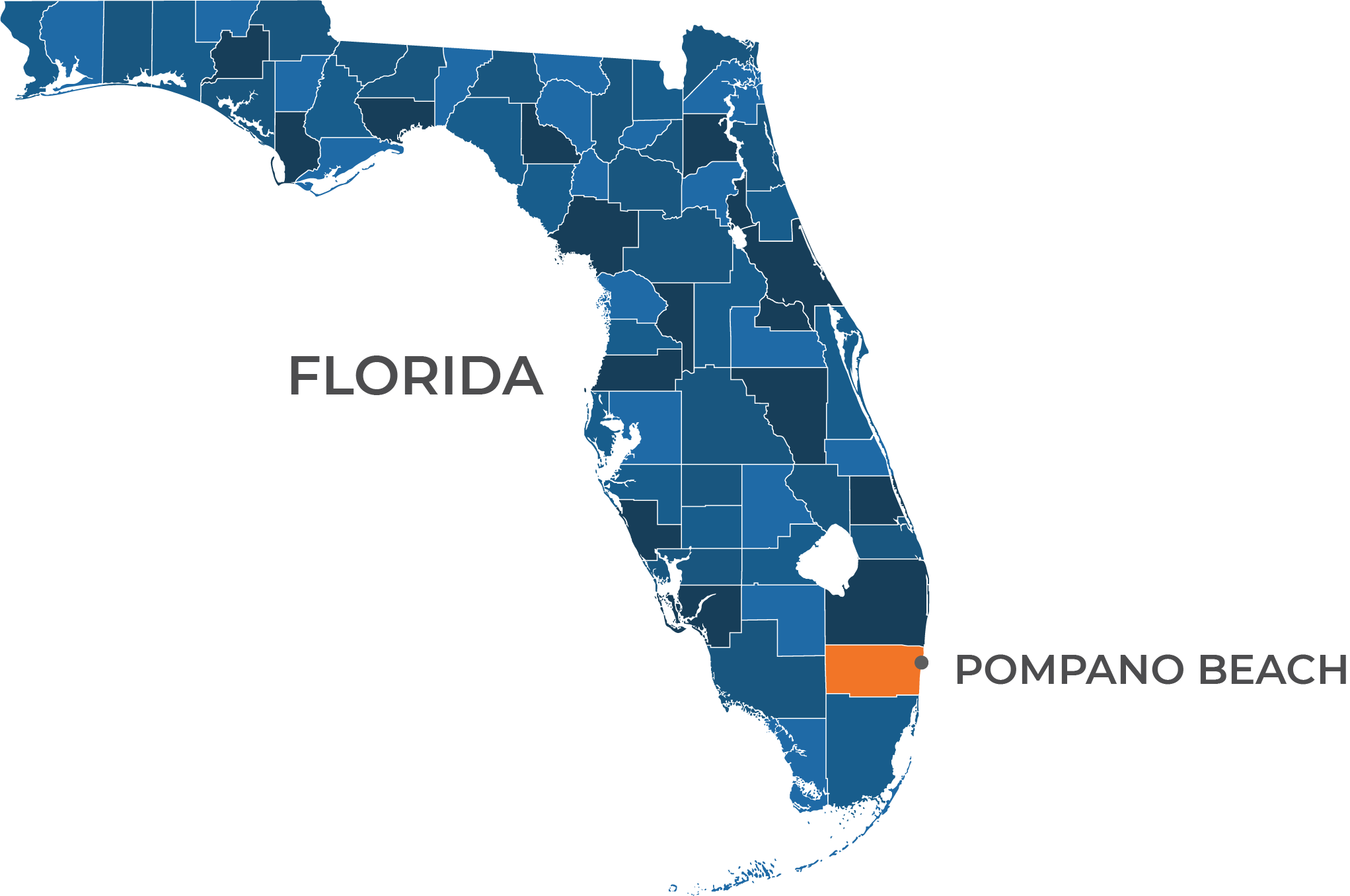 Florida Map Highlighting Pompano Beach