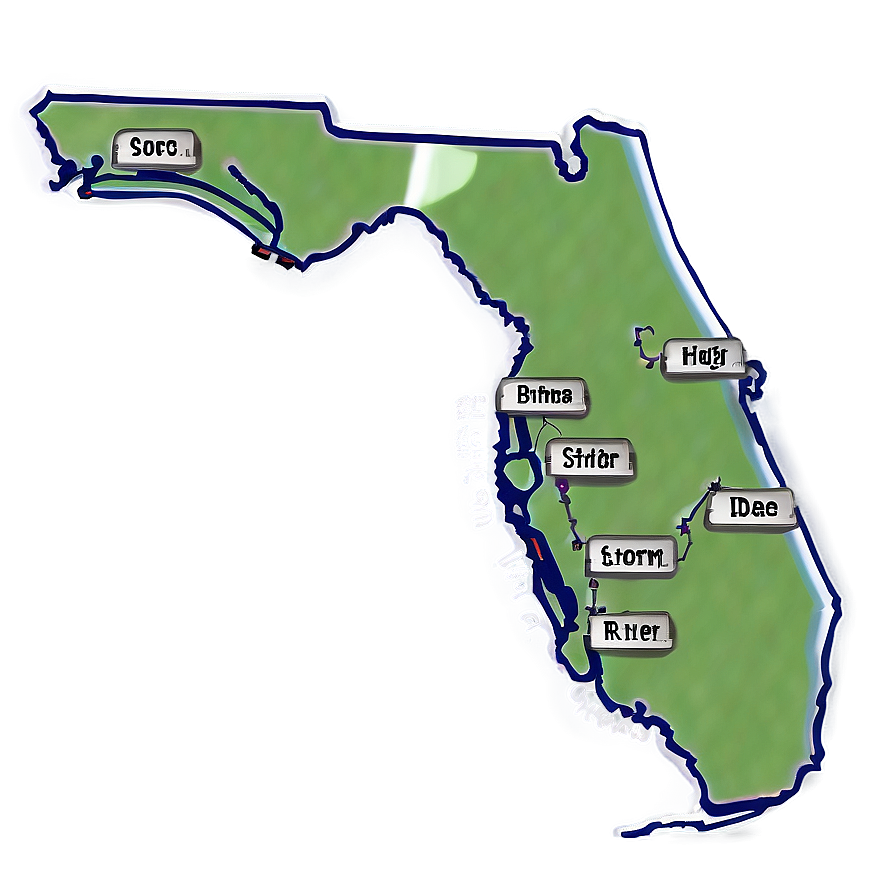 Florida Outline With Cities Png 06122024