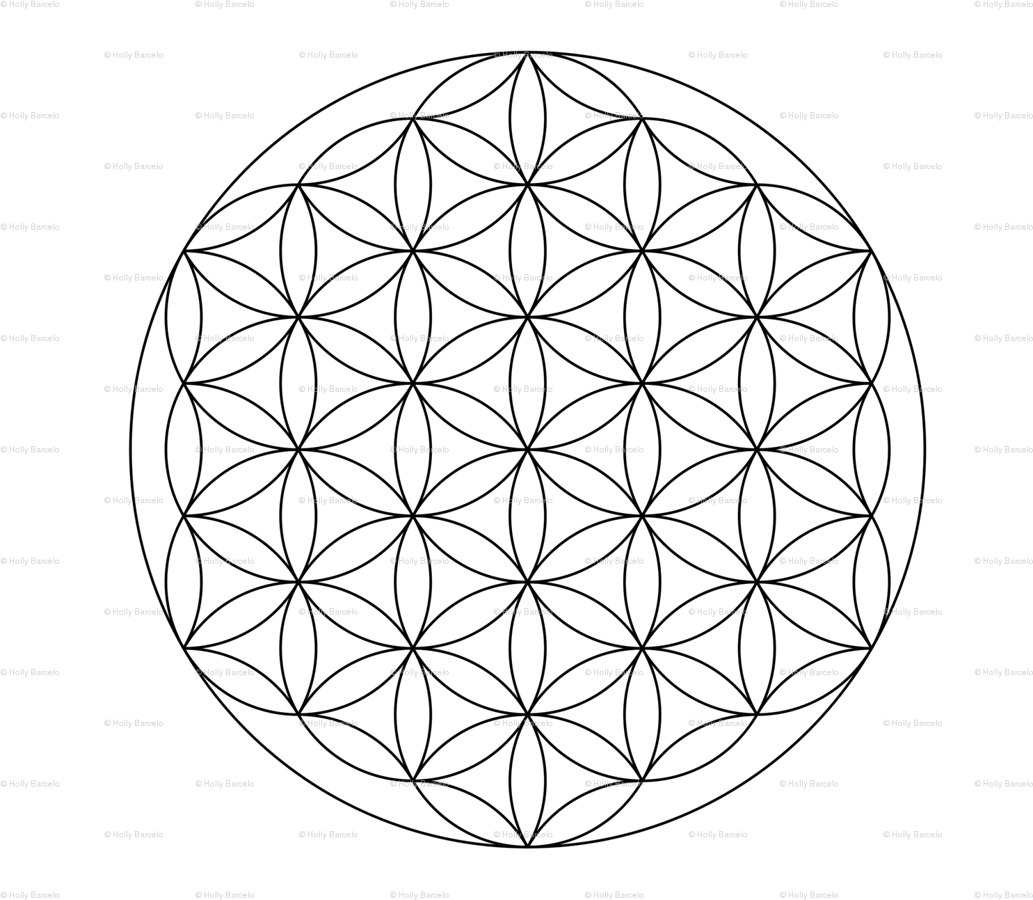 Flower Of Life_ Watermark Pattern PNG with transparent background