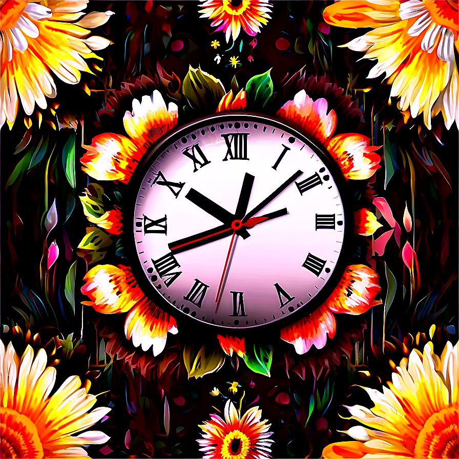 Flower Pattern Clock Png 04292024