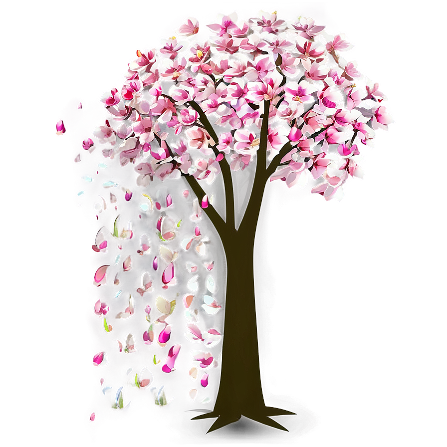 Flower Tree With Falling Petals Png 06282024