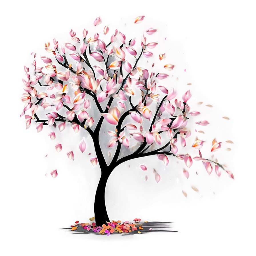 Flower Tree With Falling Petals Png 06282024