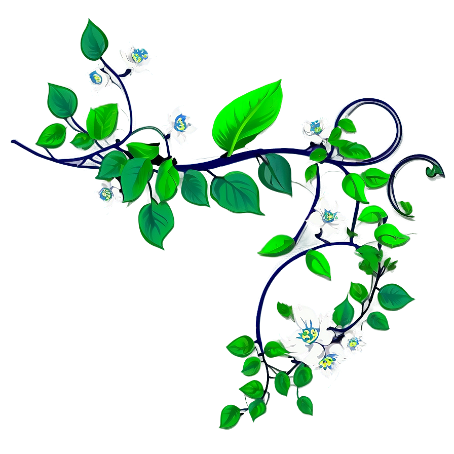 Flowering Vine Illustration PNG with transparent background