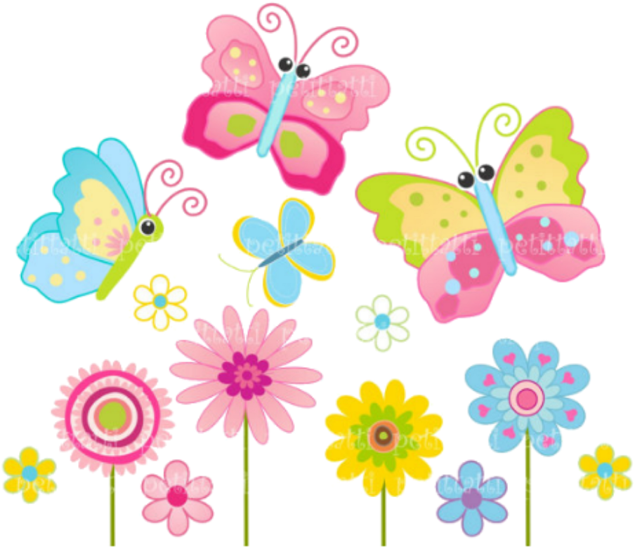 Flowers And Butterflies Clipart - Cute Flower Clipart Png, Transparent Png PNG with transparent background