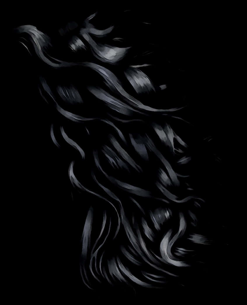 Flowing Black Hair Artwork