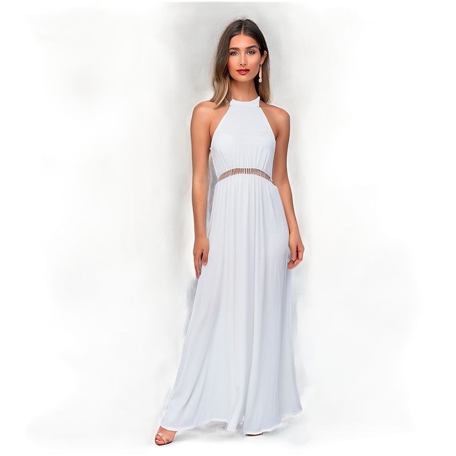 Flowy White Maxi Dress PNG slo PNG image with a transparent background, free high-resolution download