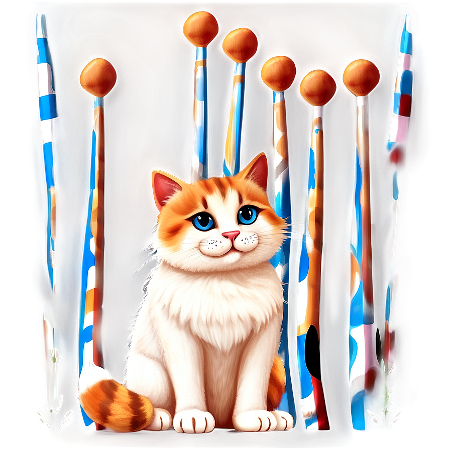 Fluffy Cat Illustration Png B