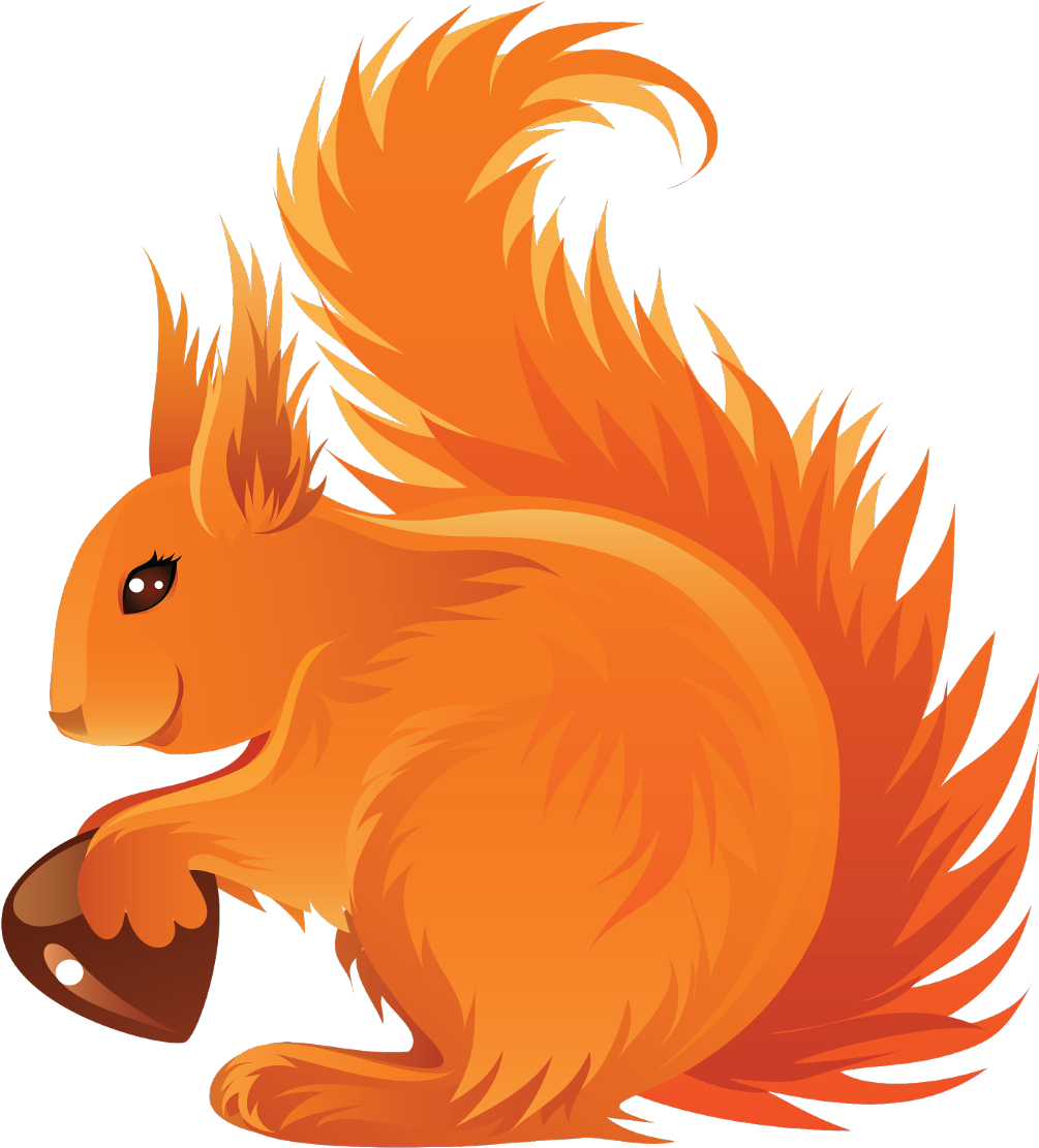 Fluffy Orange Squirrel Holding Nut