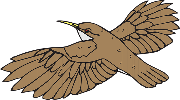Flying Brown Bird Illustration PNG with transparent background