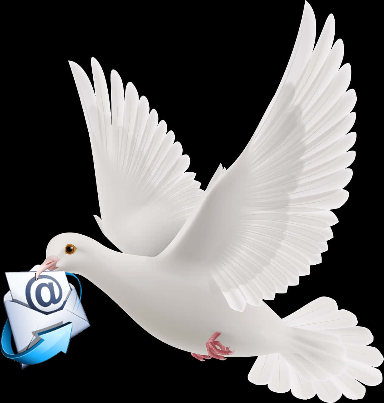 Flying Dovewith Email Envelope PNG with transparent background