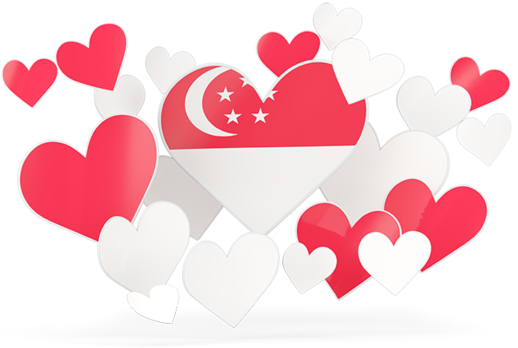 Flying Heart Stickers - Flying Singapore Flag Png, Transparent Png PNG with transparent background