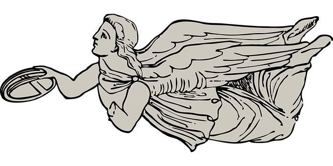Flying Nike Greek Mythology Illustration PNG with transparent background