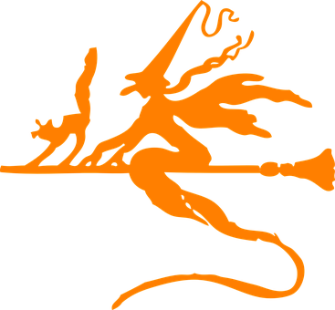 Flying Witch Silhouette PNG with transparent background