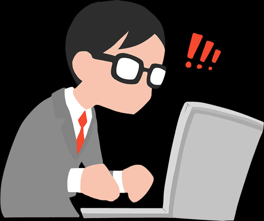 Focused Businessman Computer Work PNG with transparent background
