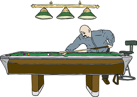 Focused Pool Player Illustration PNG with transparent background