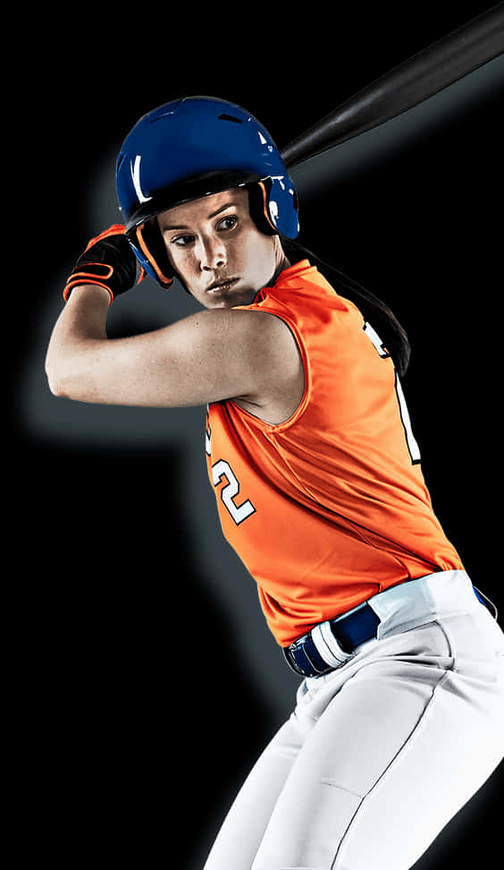 Focused Softball Player Readyto Hit PNG with transparent background