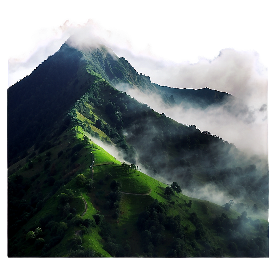 Foggy Mountain Top PNG kaf PNG with transparent background