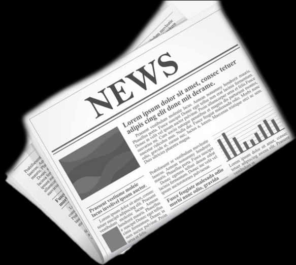 Folded Newspaper Blackand White PNG image with a transparent background, free high-resolution download