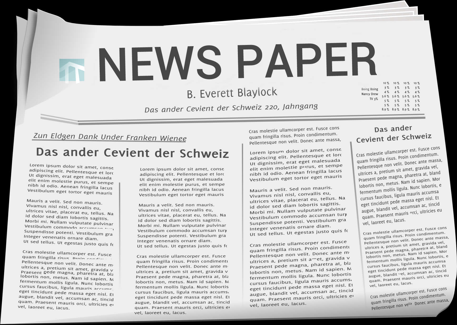 Folded Newspaper Display PNG image with a transparent background, free high-resolution download