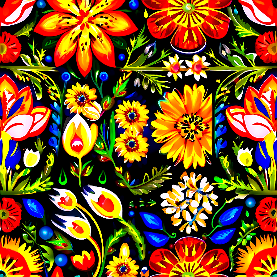 Folk Floral Pattern Png 06202024