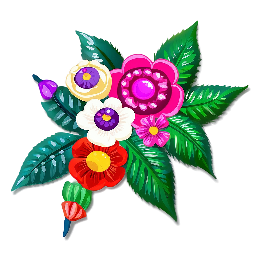 Folkloric Mexican Flowers Png Xoc95