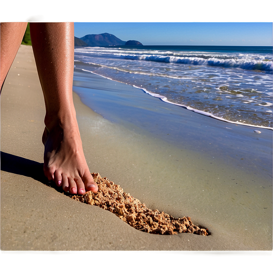 Foot on Sandy Beach PNG msd PNG with transparent background