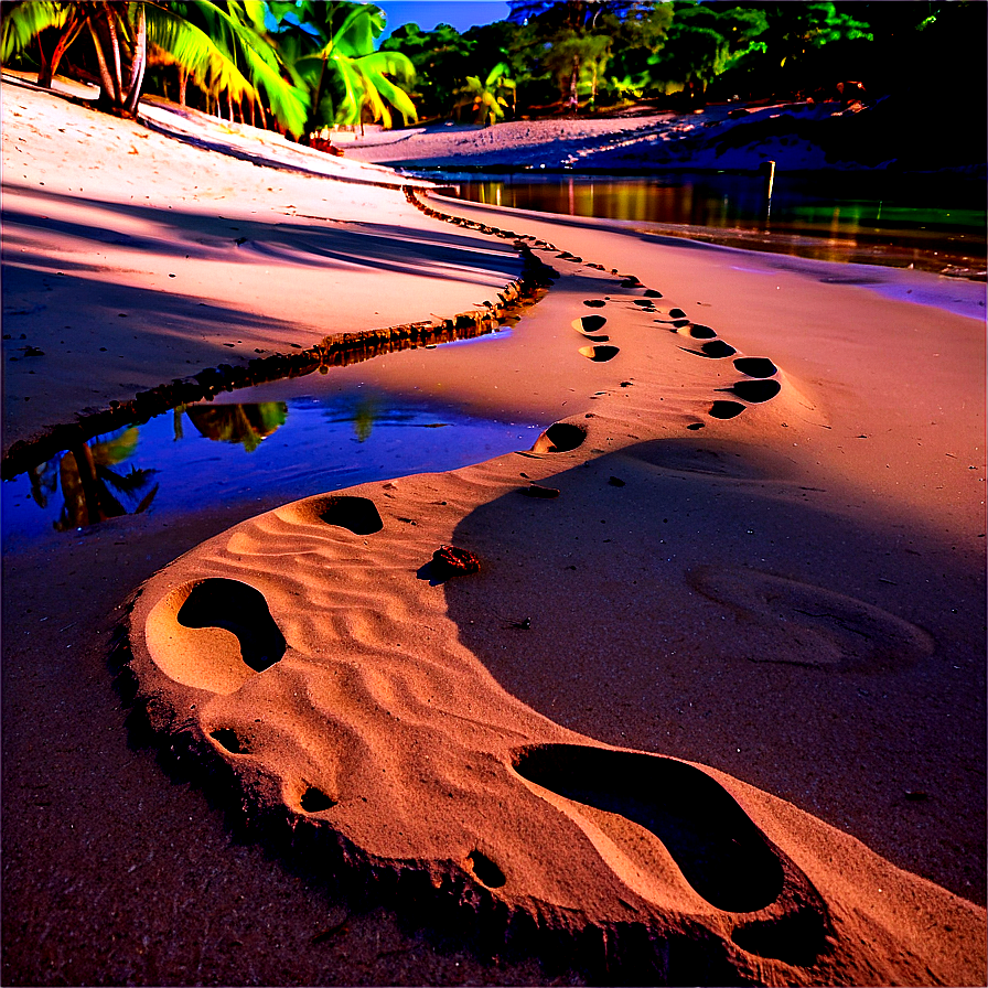 Footprints Leading To Sandy Beach Png 06242024