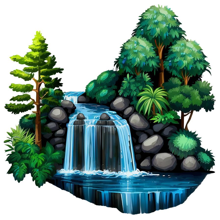 Forest Hidden Waterfall Png 13