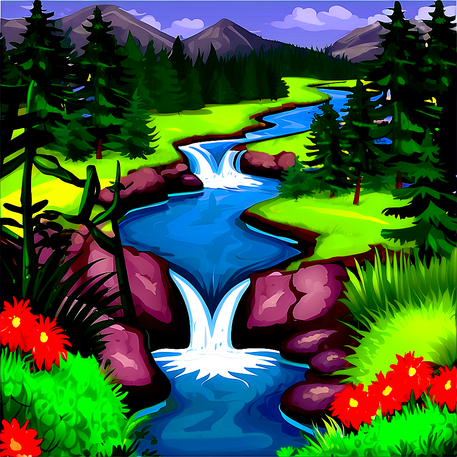 Forest Mountain River Clipart Png 18