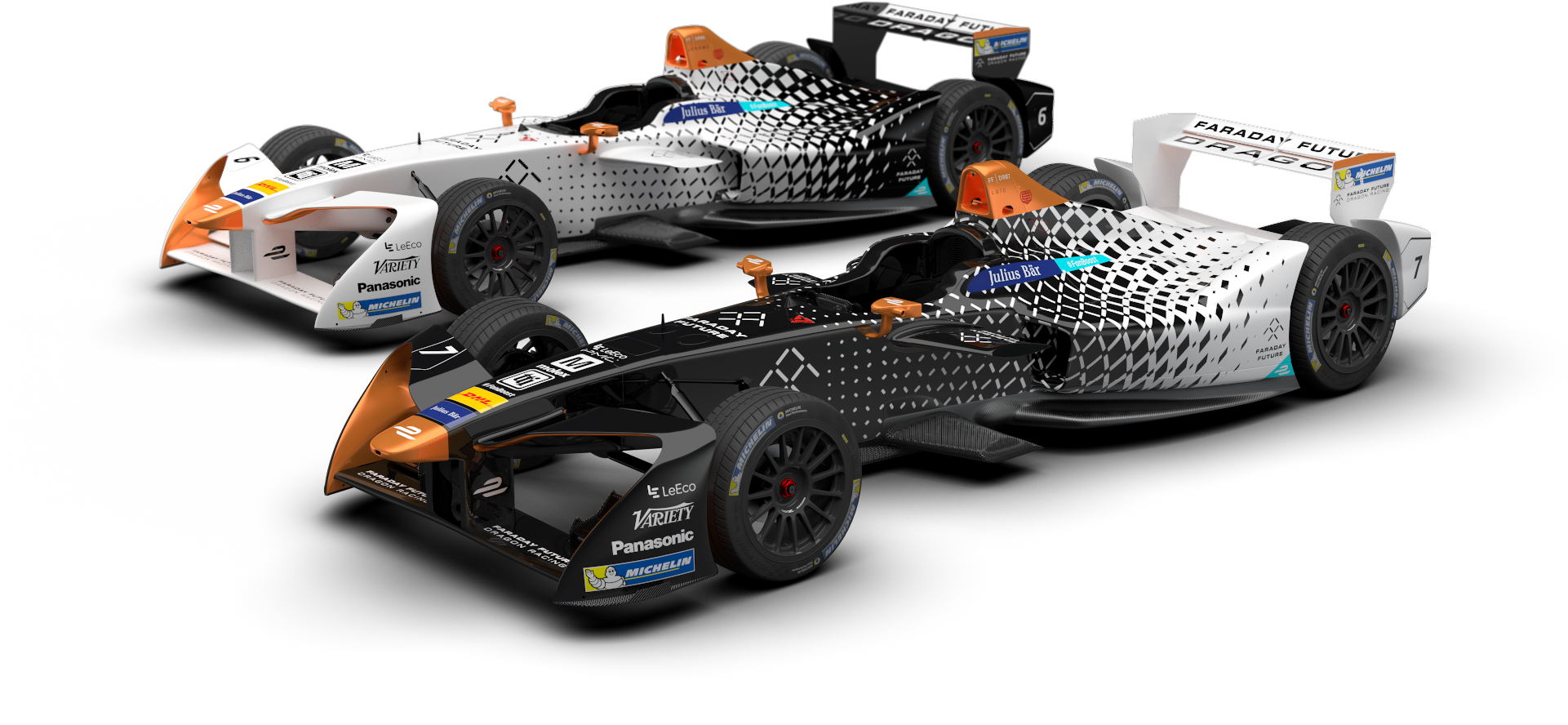 Formula E Racecars Showcase PNG with transparent background