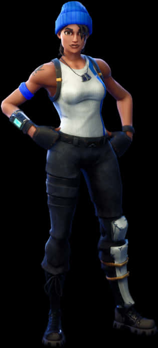 Fortnite Character Blue Beanie Outfit