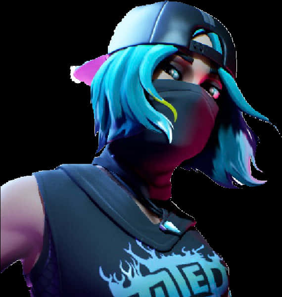 Fortnite Characterwith Blue Hairand Cap