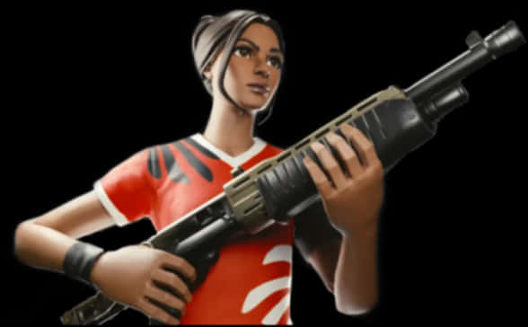 Fortnite Female Skin With Rifle PNG with transparent background
