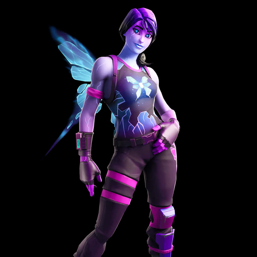 Fortnite Female Skinwith Butterfly Design PNG with transparent background