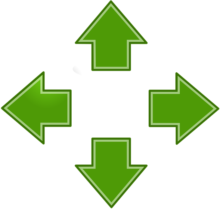 Arrows, Green, Left, Right, Up, Down, Pointing, Icon - Up Down Left And Right Arrows, HD Png Download PNG with transparent background