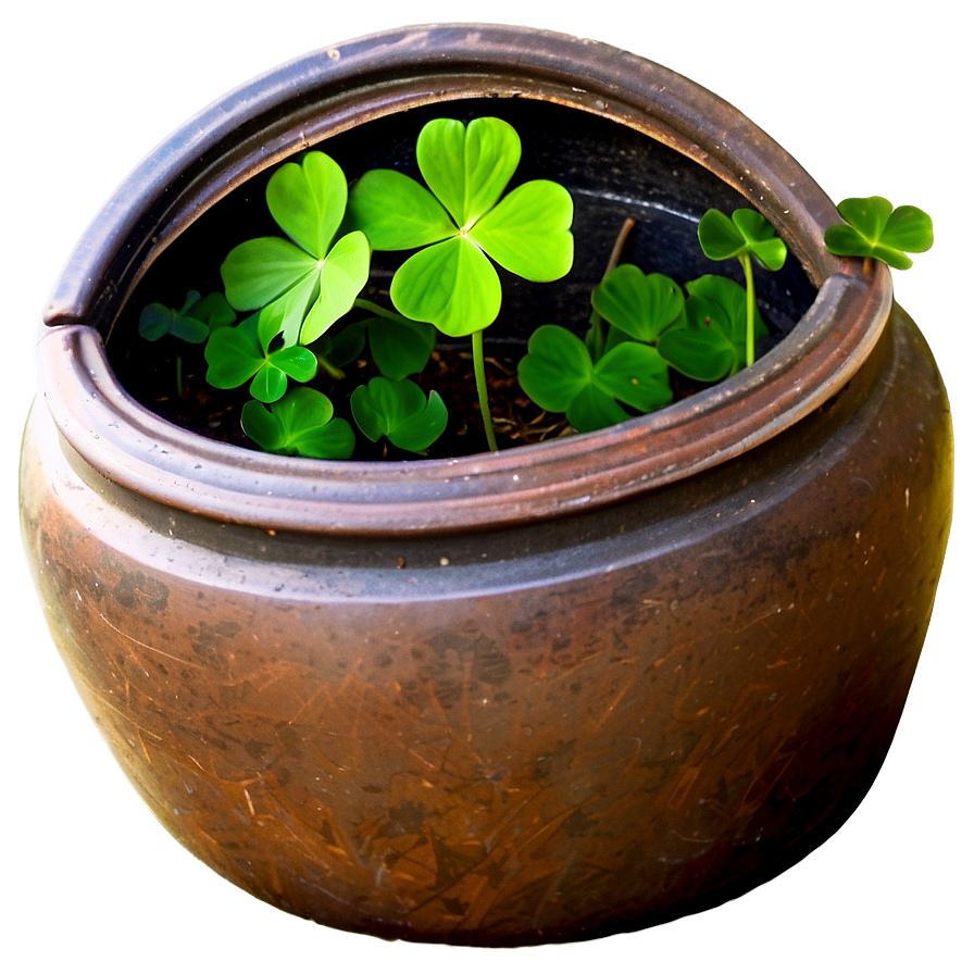 Four Leaf Clover In Pot Png Opc