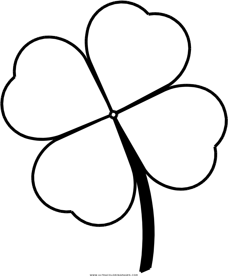 Four Leaf Clover Coloring Page - Vierblättriges Kleeblatt Ausmalbild, HD Png Download PNG image with a transparent background, free high-resolution download