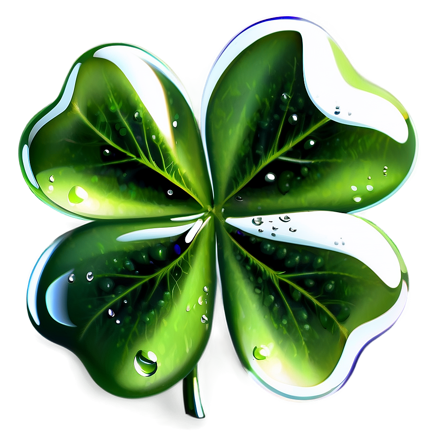 Four Leaf Clover With Dew Png Wrw