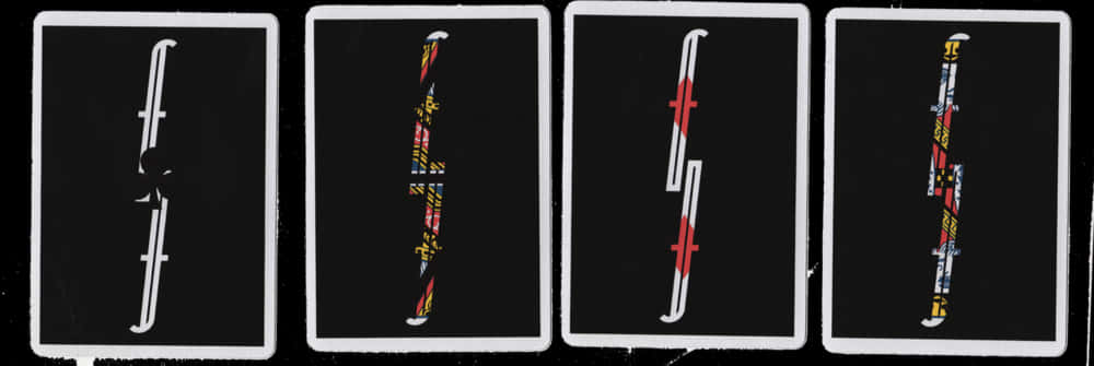 Four Playing Cards Artistic Design PNG with transparent background