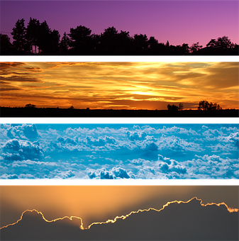 Four Sky Scenes Collage PNG with transparent background