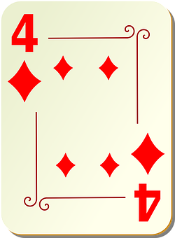 Fourof Diamonds Playing Card 250x340 PNG image with a transparent background, free high-resolution download