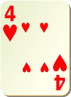 Fourof Hearts Playing Card PNG with transparent background