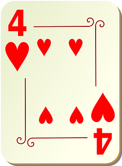 Fourof Hearts Playing Card 250x340 PNG image with a transparent background, free high-resolution download
