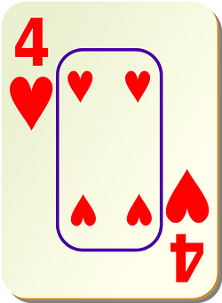 Fourof Hearts Playing Card 250x340 PNG image with a transparent background, free high-resolution download