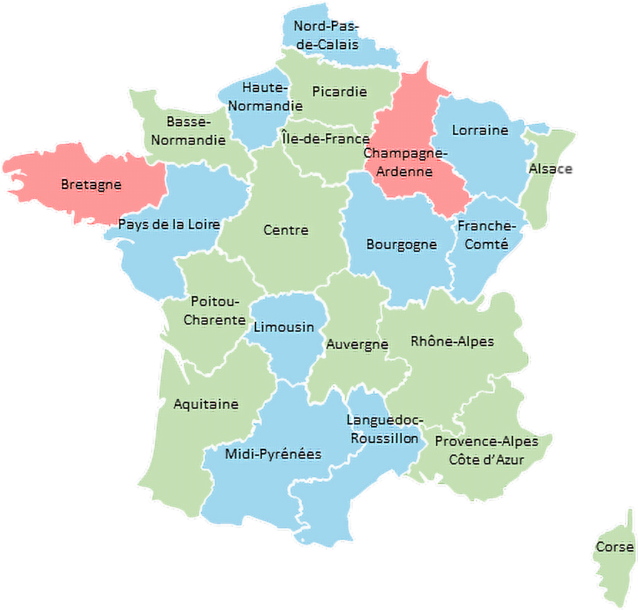 France Administrative Regions Map